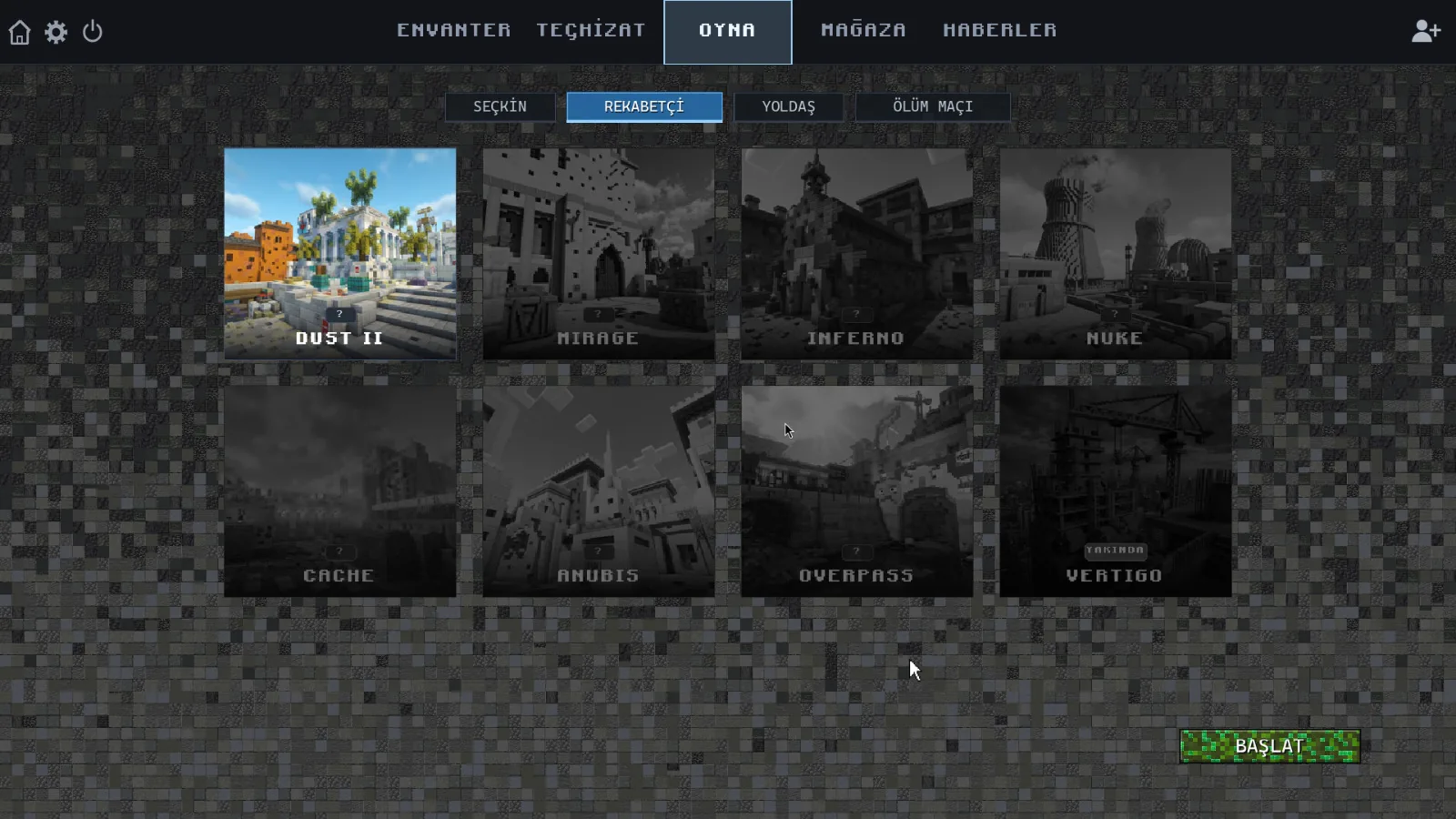 Counter-Türkiye lobisinde rekabetçi mod harita seçimi: Dust II, Mirage, Inferno, Nuke ve diğerleri